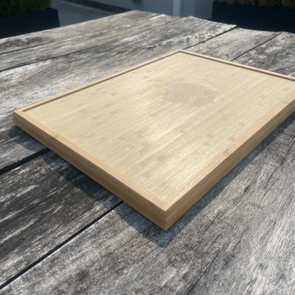 Serving Surface Wooden Tray Tan Yellow
